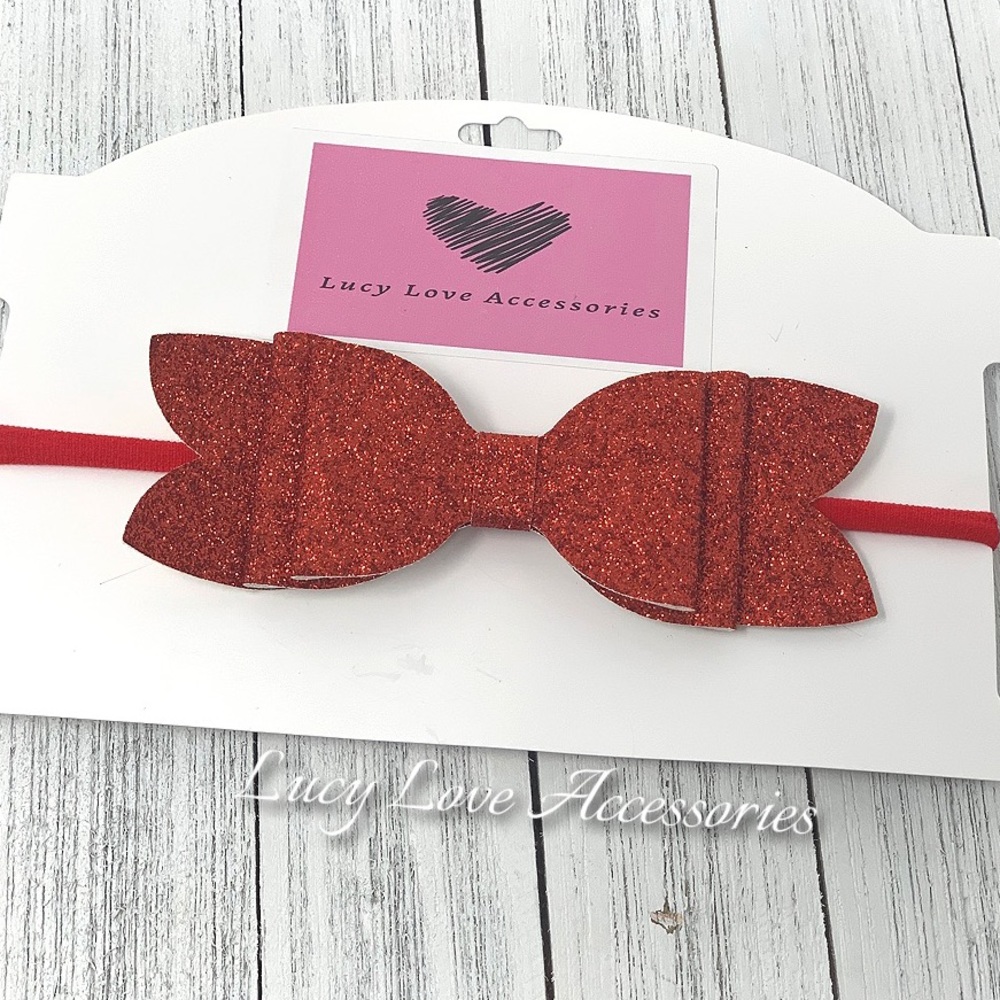 Handmade 5.5” Faux Leather Bow Headband